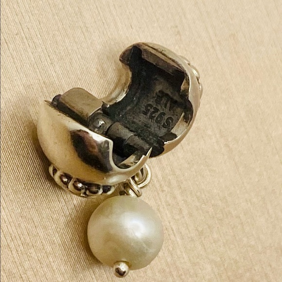 EUC Pandora 790873P Sterling Silver Pearl of Wisdom Clip w/ White Pearl Dangle - Picture 8 of 9